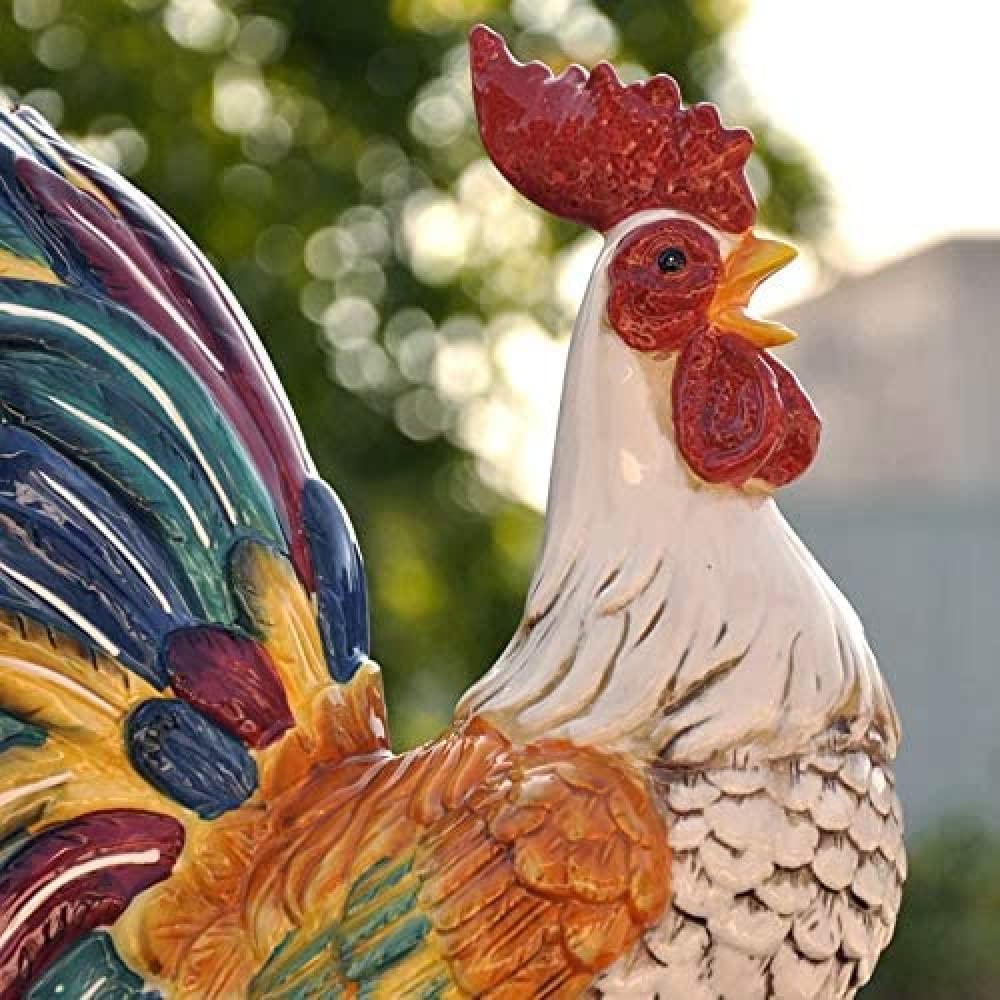 Keramik-Hahn Statue - Deko Garten und Haus Figur für Sammler