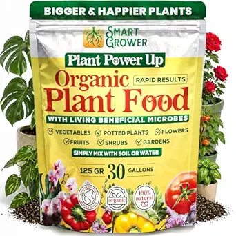 Organic Plant Food with Beneficial Microbes, Vegan Fertilizer for Indoor & Outdoor Plants, 125g (Makes 30 Gallons)