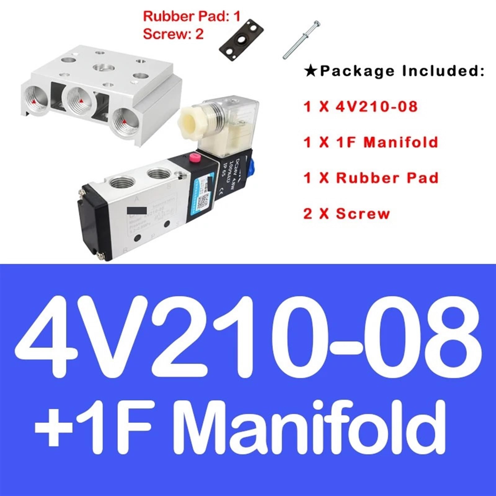 Zylindersteuermagnetventil 4V210-08 Gruppe Zwei-Positionen-Fünfwege-Gruppenventile DC12V DC24V AC220V AC110V Verteiler Bbase 1 2 F(4V210-08 2F,AC220V)