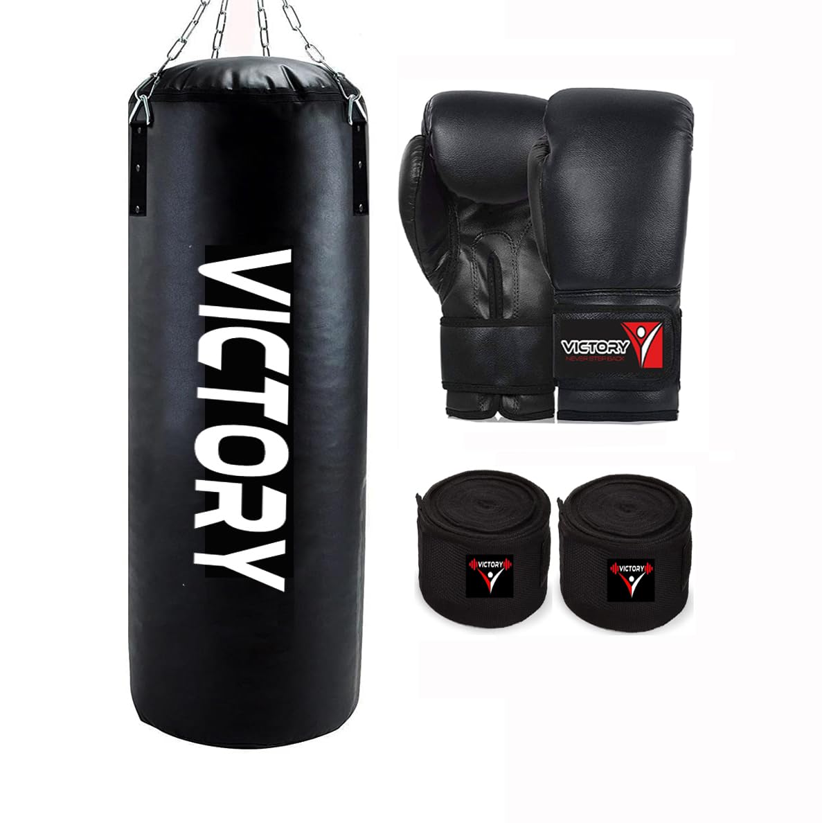 Victory Unfilled Synthetic Leather Boxing Punching Bag | Boxing Gloves | Hanging Chain | Kickboxing | Muay Thai | Taekwondo | (4 Feet)-picture-16