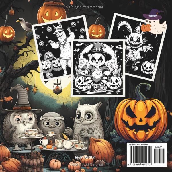 Vista 2 de Happy Halloween Animals Party A Spooky Coloring Adventure, coloring book for kids ages 4-12 fun activity