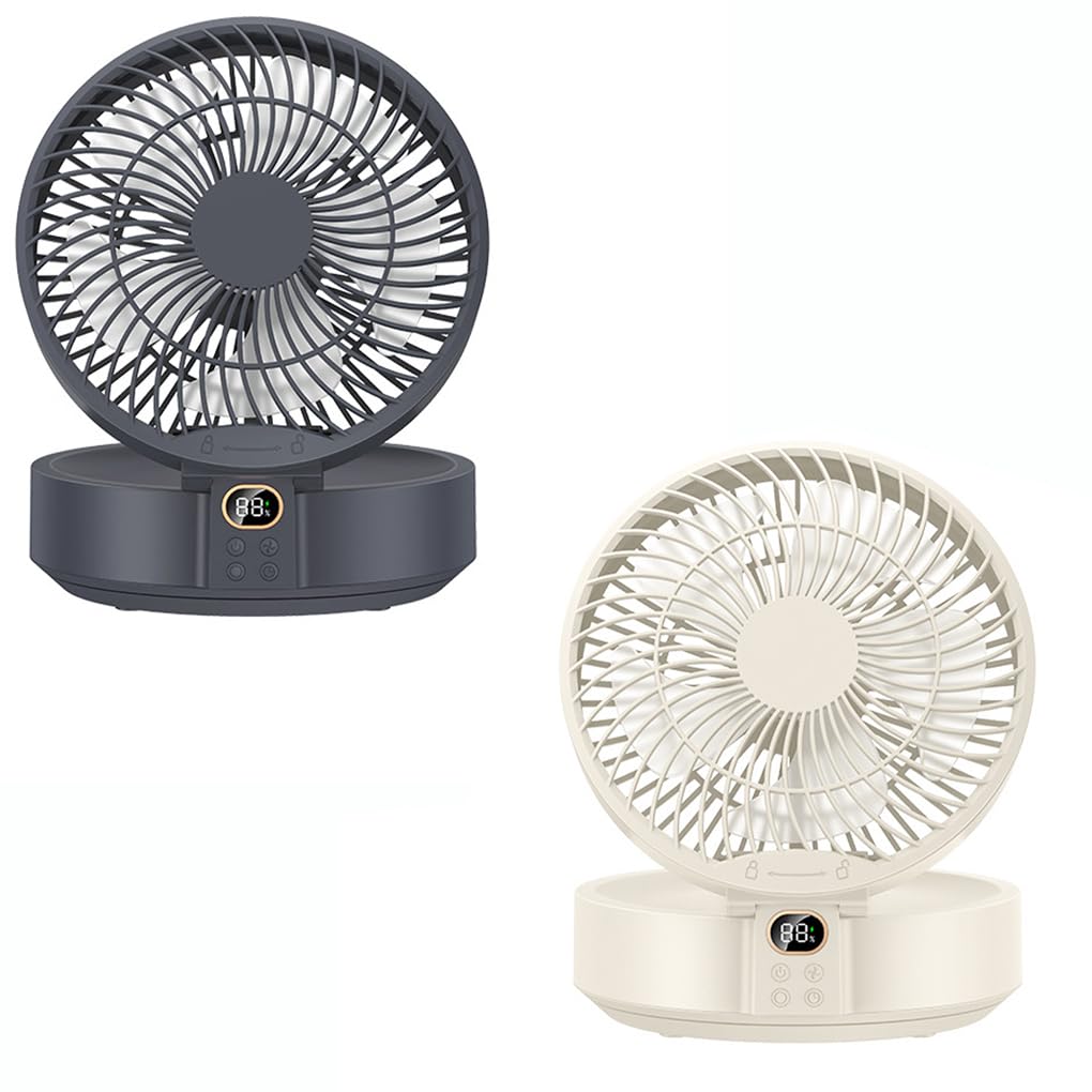 Ventilateur portable pliable avec écran d'affichage numérique, montage mural, ventilateur de bureau, mini ventilateur de charge portable en ABS, tapez+1