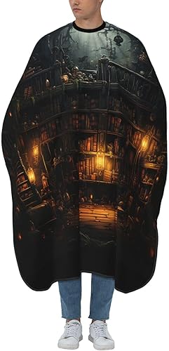 CASGTNZ Magic Ancient bookshelf Books dark old Barber Cape for Men Professional Hairdressing Cutting Salon Cape Hair Styling Cape