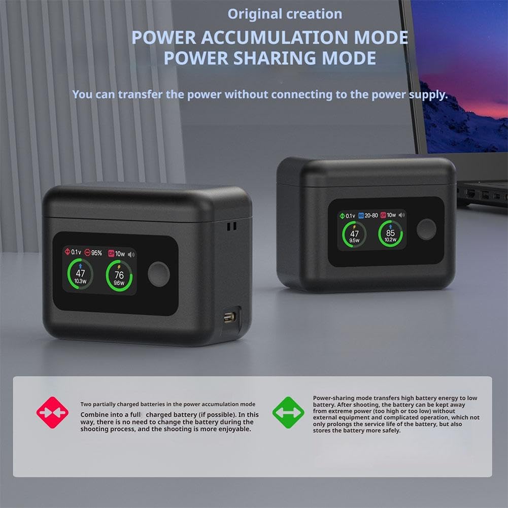 Insta360 X5 Battery Charger - 27W Dual Fast Charger With LCD Display, Shows Battery Health & SOC