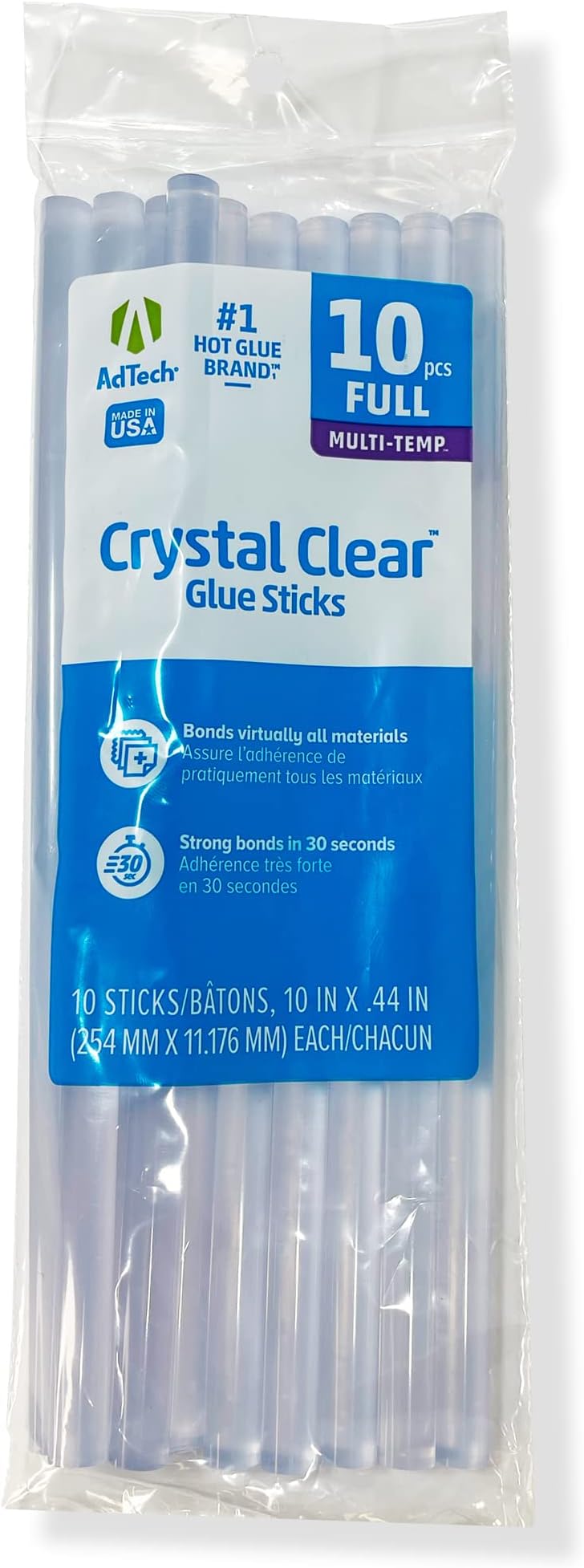 Ad-Tech 2201110 Multi Temp Glue Stick, 7/16-Inch x 10-Inch, 10-Pack