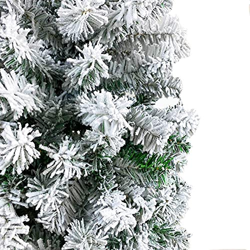 Mtb 4 Feet Hinged Artificial Flocked Snow Pine Christmas Tree With Metal Stand, 240 Tips Recycled Pvc Plastic, White #TOP4