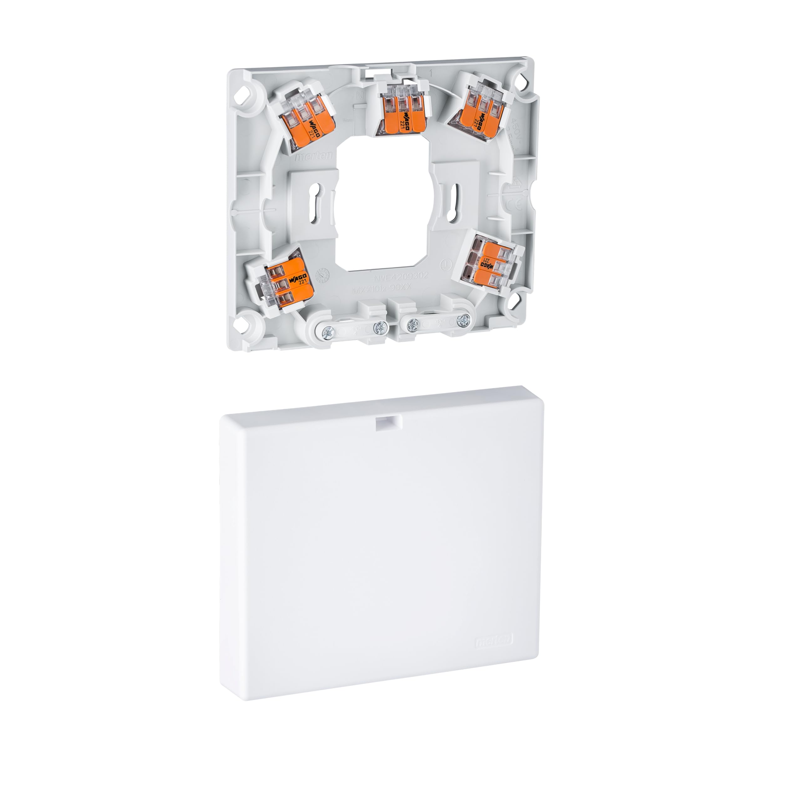 Schneider Electric Merten Herd- und Geräteanschlussdose, Aufputz, 2 Ausgänge, Steckklemmen, IP20, polarweiss, Artikelnummer MEG1011-9019