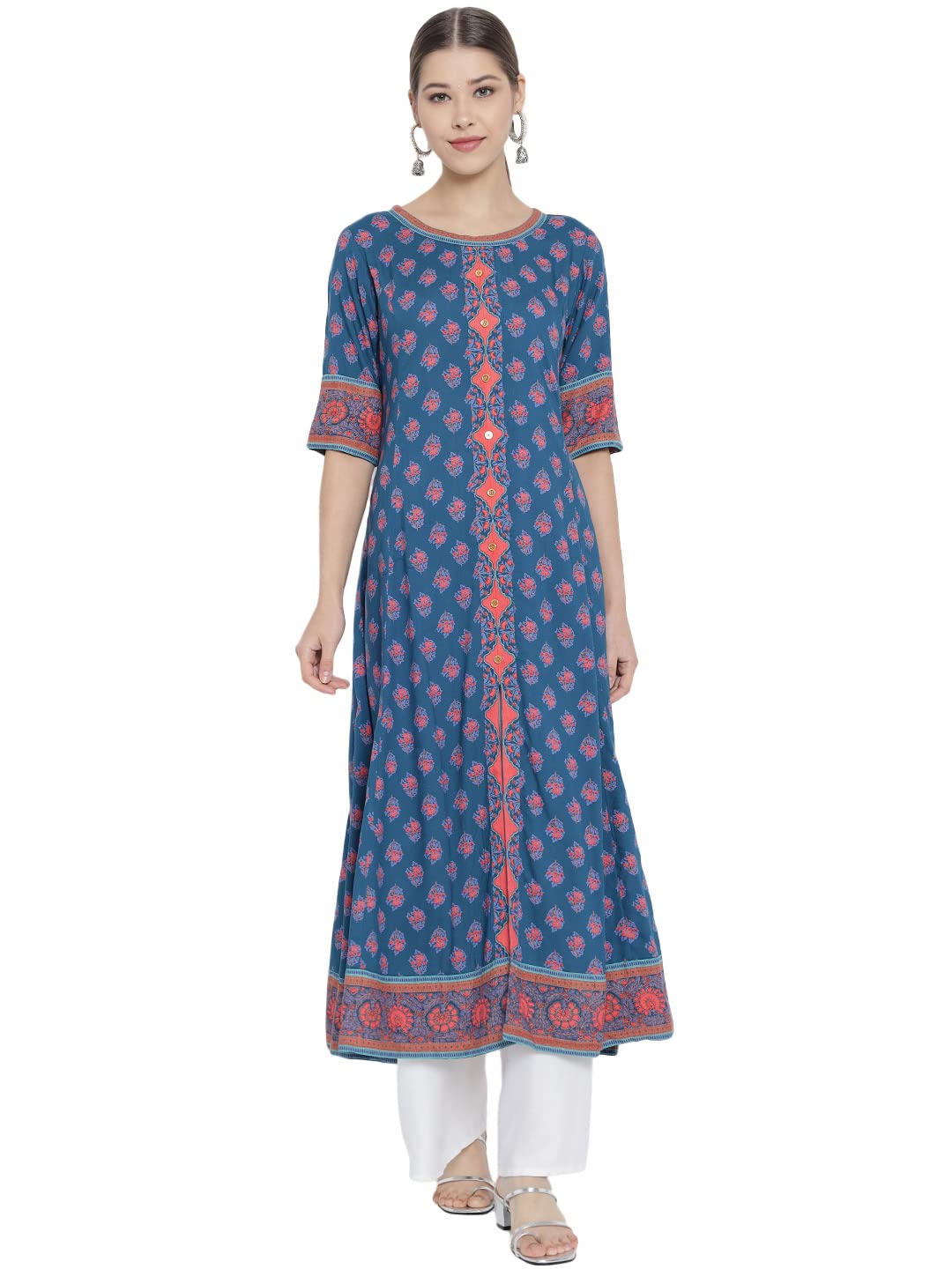 Yash Gallery Women's Rayon Relaxed Fit Anarkali Printed Kurta