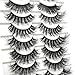 IFSOWDRA Mink Lashes Natural Look 3D Fluffy False Strip Lashes D Curl Wispy Cat Eye Faux Mink Eyelashes Pack Mixed 10 Styles