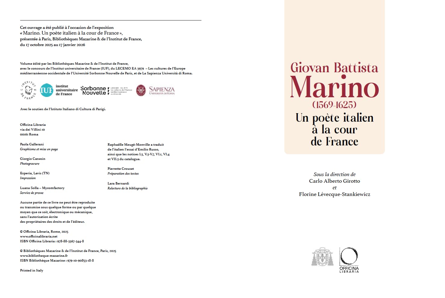 Giovan Battista Marino (1596-1625) Un poète italien à la cour de France