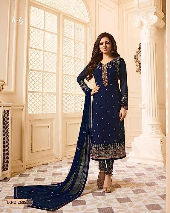 Indian Pakistani Party Wear Designer Straight Salwar Kameez Churidar Suit for Womens Ready to Wear2