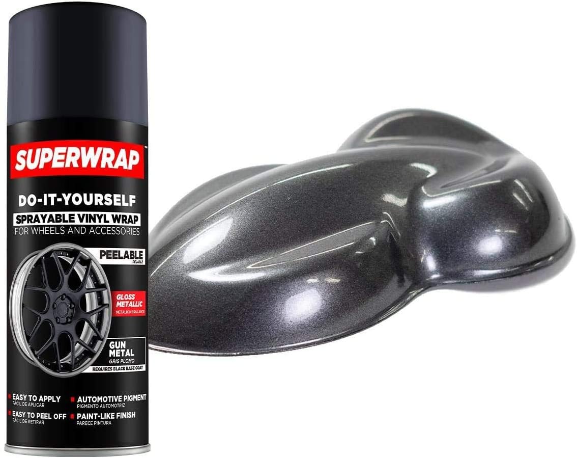 Superwrap Sprayable Vinyl Wrap for Wheels & Accessories - 11oz Spray Can/Paint - High Gloss - (Gun Metal)