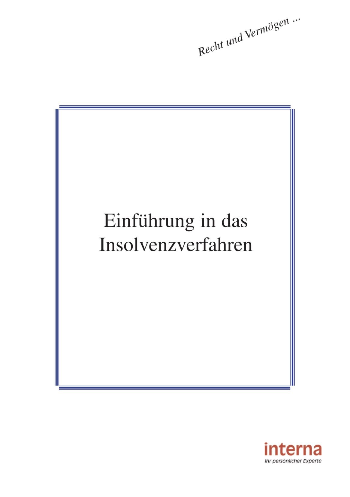 Einführung in das Insolvenzverfahren