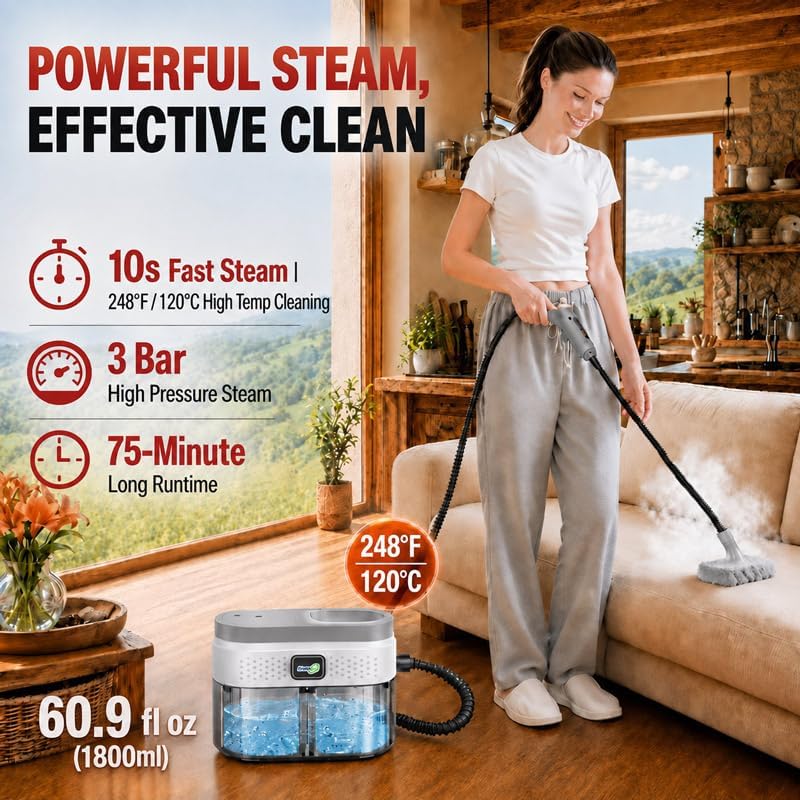 Steam Cleaner, 3-Level Adjustable Steamer for Cleaning for Home & Car image 3