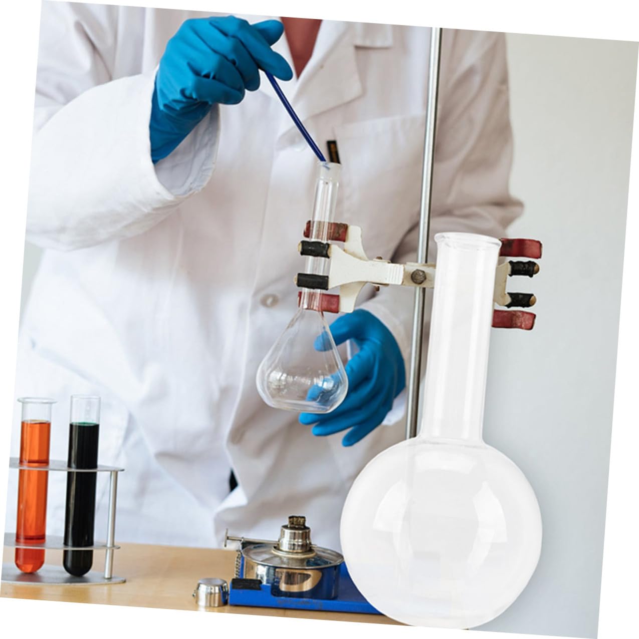Ballon à Ébullition en Verre à Fond Rond 2pcs Léger et Portable pour Laboratoire et École, Flacon à Col Étroit pour Étudiants et Professionnels