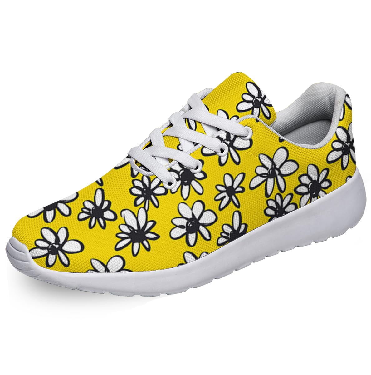 Women Men Daisys Color Shoes Personalited 3D Print Running Shoes Athletic Tennis Sneakers White Size 9