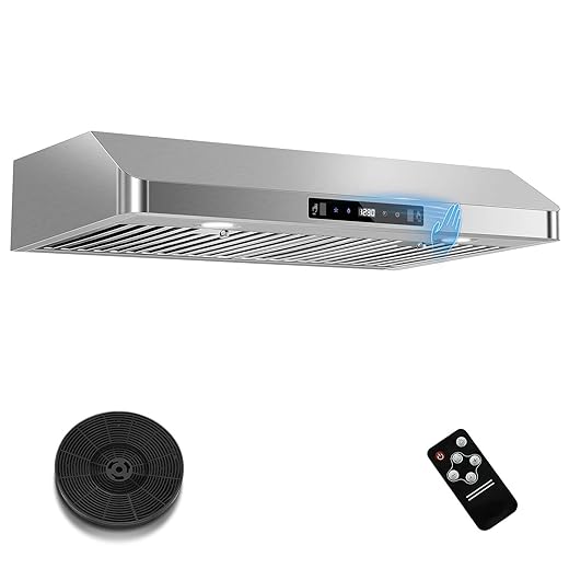SNDOAS Under Cabinet Range Hood 30 inch,Stainless Steel Ducted/Ductless Range Hood with Touch/Gesture/Remote Control,700CFM & 3-Speed Kitchen Stove Vent Hood,Baffle Filters,3 Air Vents