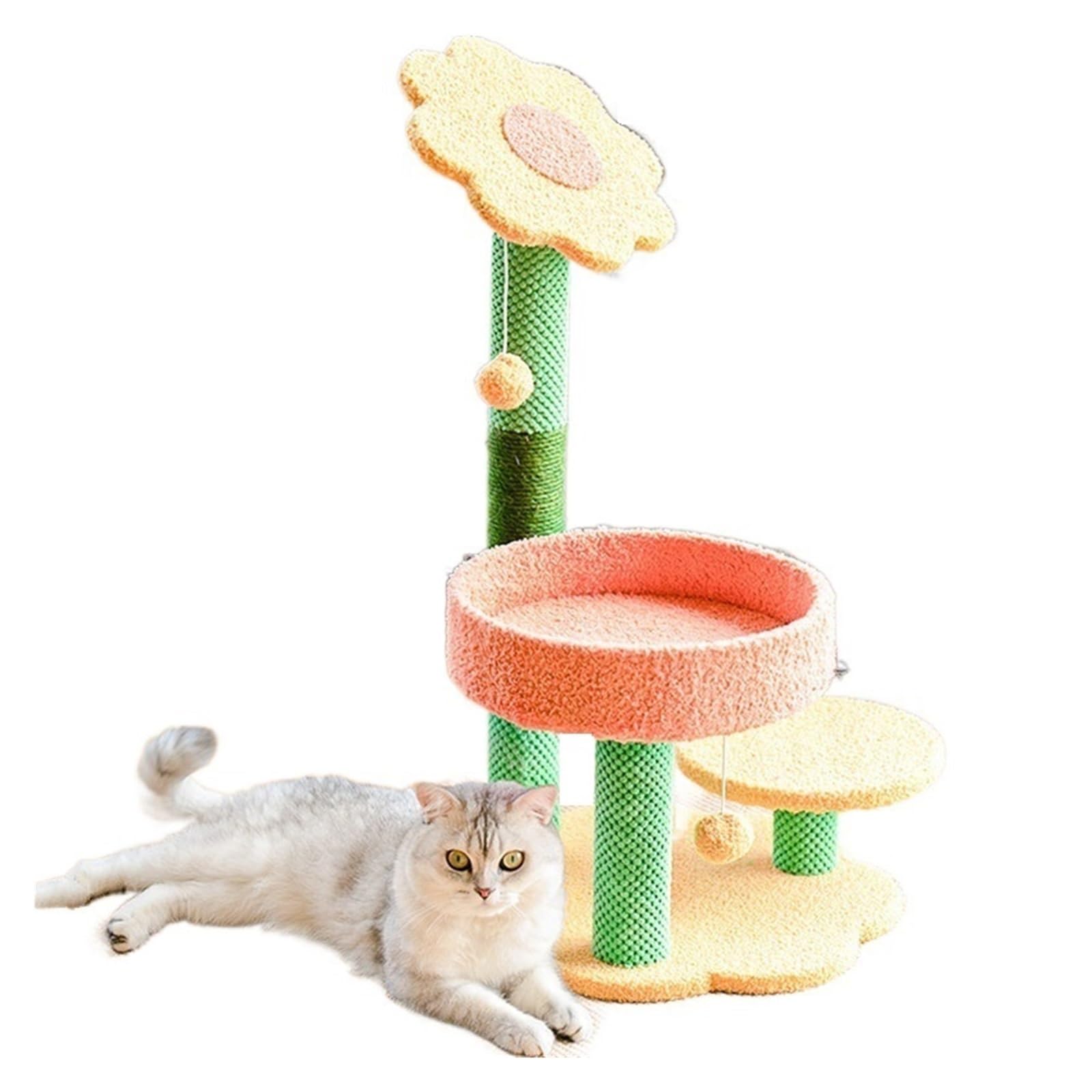 Cadre chat maison en sisal haut de gamme avec plateforme fleur