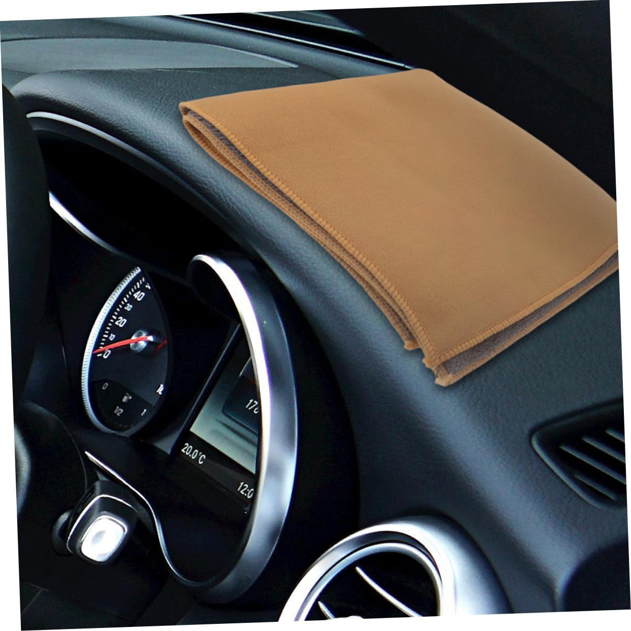Double-Sided Microfiber Car Drying Towel 30x60cm, Thick Absorbent Car Cleaning Cloth for Interior and Exterior, Quick-Dry Detailing Towel in Grey Beige Color