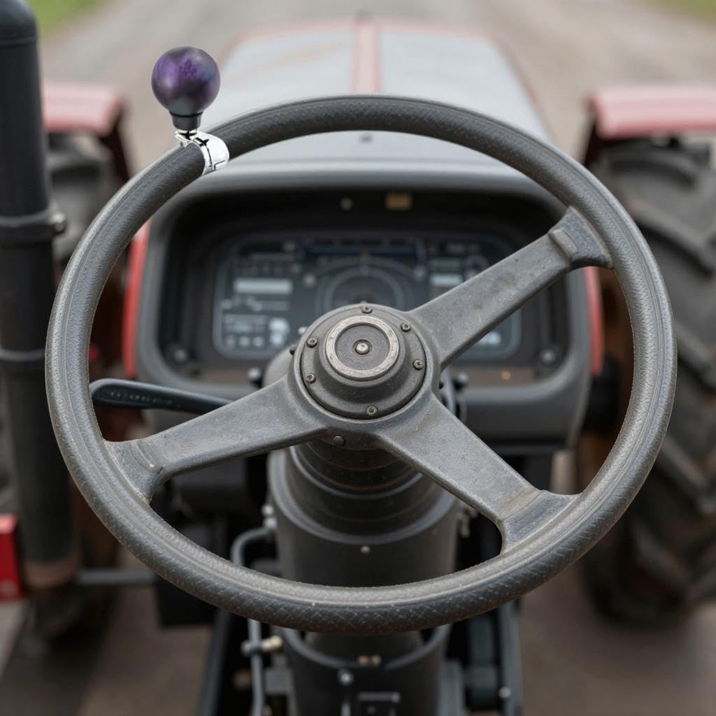 Lunsom Steering Wheel Spinner Knob, Ball Shape Suicide Power Handle Accessory Turning Aid Helper Grip Fit for Tractors, Forklifts, Lawn Mowers,Dark-Purple