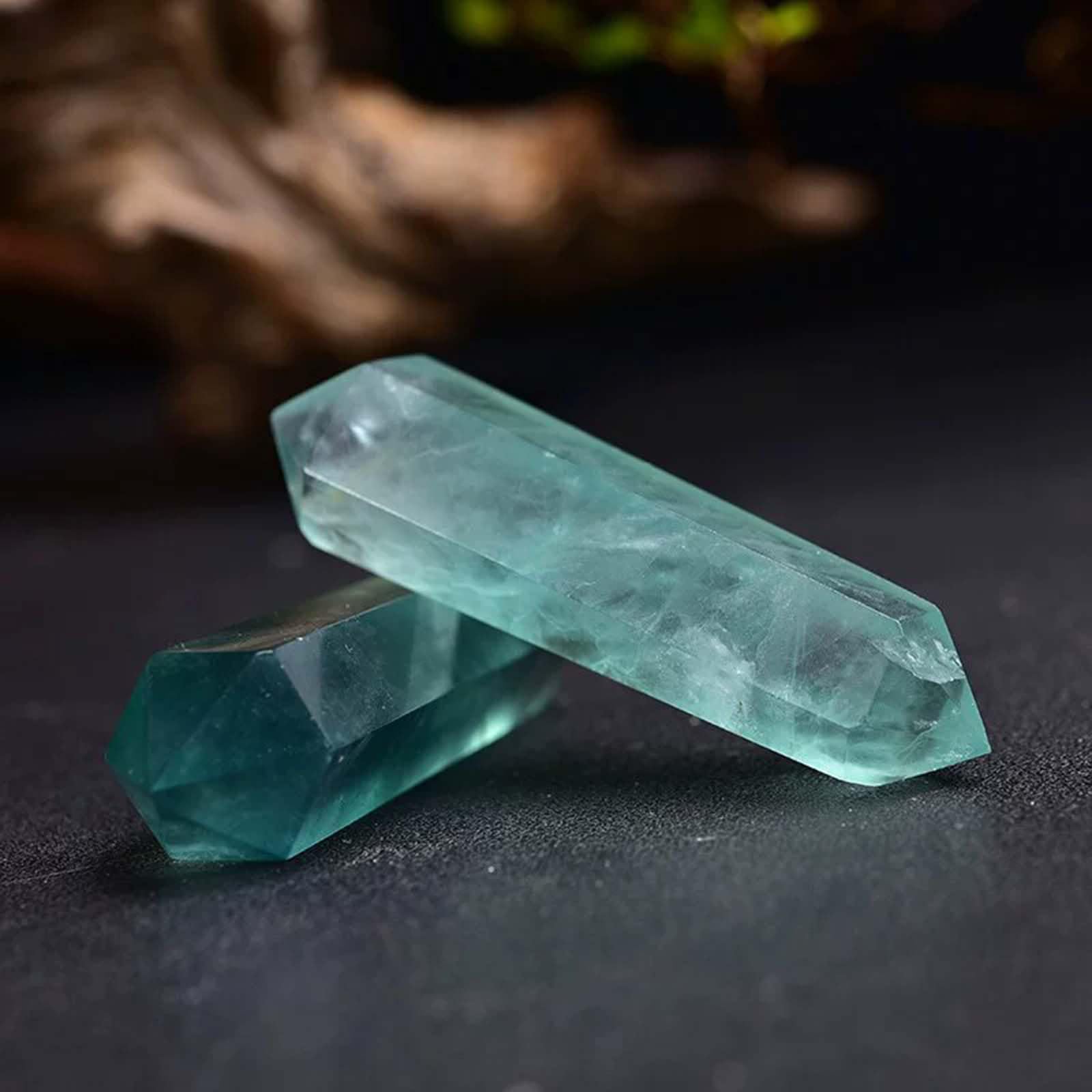 Varita de Cristales de fluorita Verde Natural y Piedras curativas