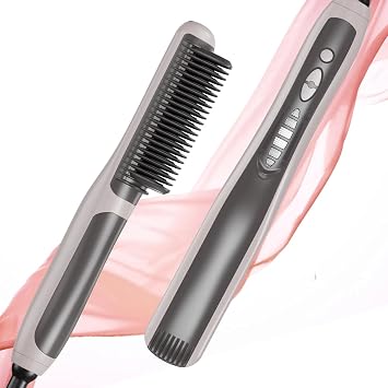 Hair Straightener Brush, Hair Straightener Comb Straightening Brush for Women,Straightening Comb for All Hair Types with Heating Teeth, 20s Fast Heating & with 5 Temps - Gifts for Women 1
