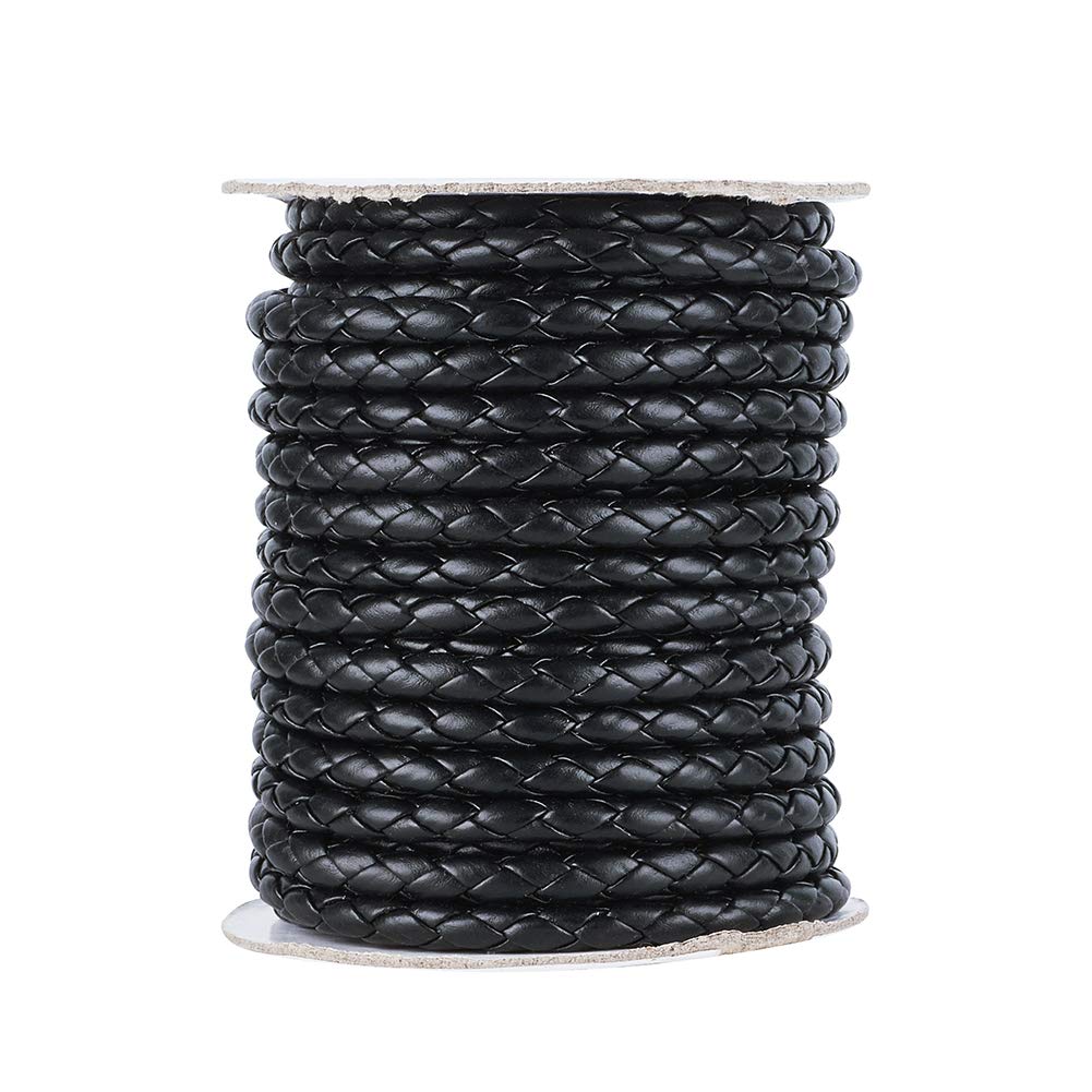 Cordon de perles synthétique tressé noir pour ateliers bijoux DIY