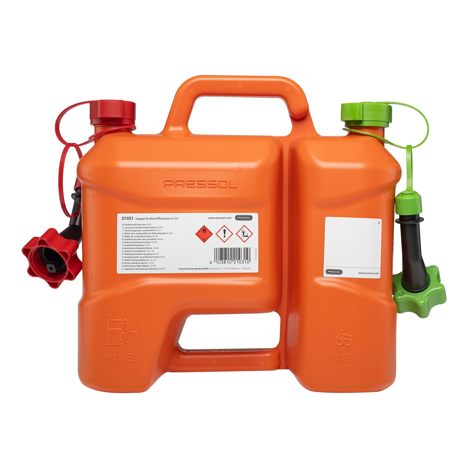 Jerrican combiné 8 l Pressol 21031 anti fuite pour transport essence