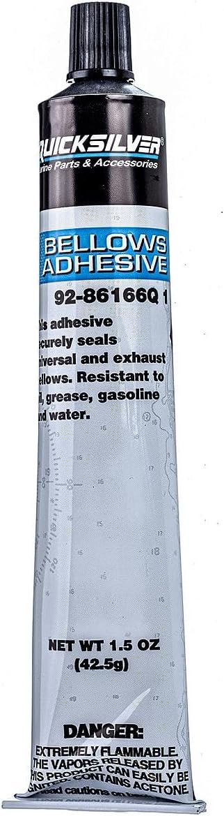 Quicksilver 86166Q1 Bellows Adhesive – Resistant to Oil, Grease, Gasoline and Water – 1.5 oz Tube
