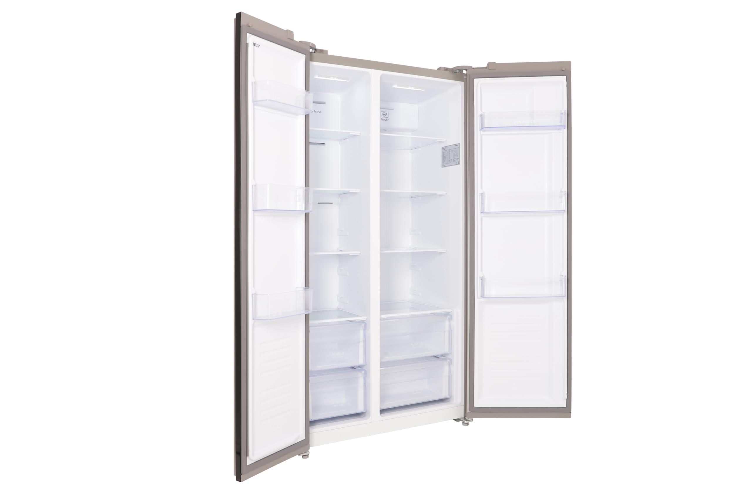 Respekta Side-by-Side lodówko-zamrażarka z maszyną do lodu Inox Look AC178IX-18/178 cm wysokość/szerokość 91 cm/pojemność chłodzenia 331 l/pojemność zamrażarki 174 l/z technologią No Frost