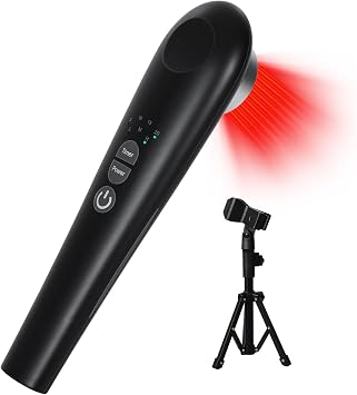 Cold Laser Therapy Device, 808nm + 12pcs 660nm and Portable Infrared Red Light Therapy for Muscle and Joint Pain Relief, 3 Modes/ 4 Timer, Black