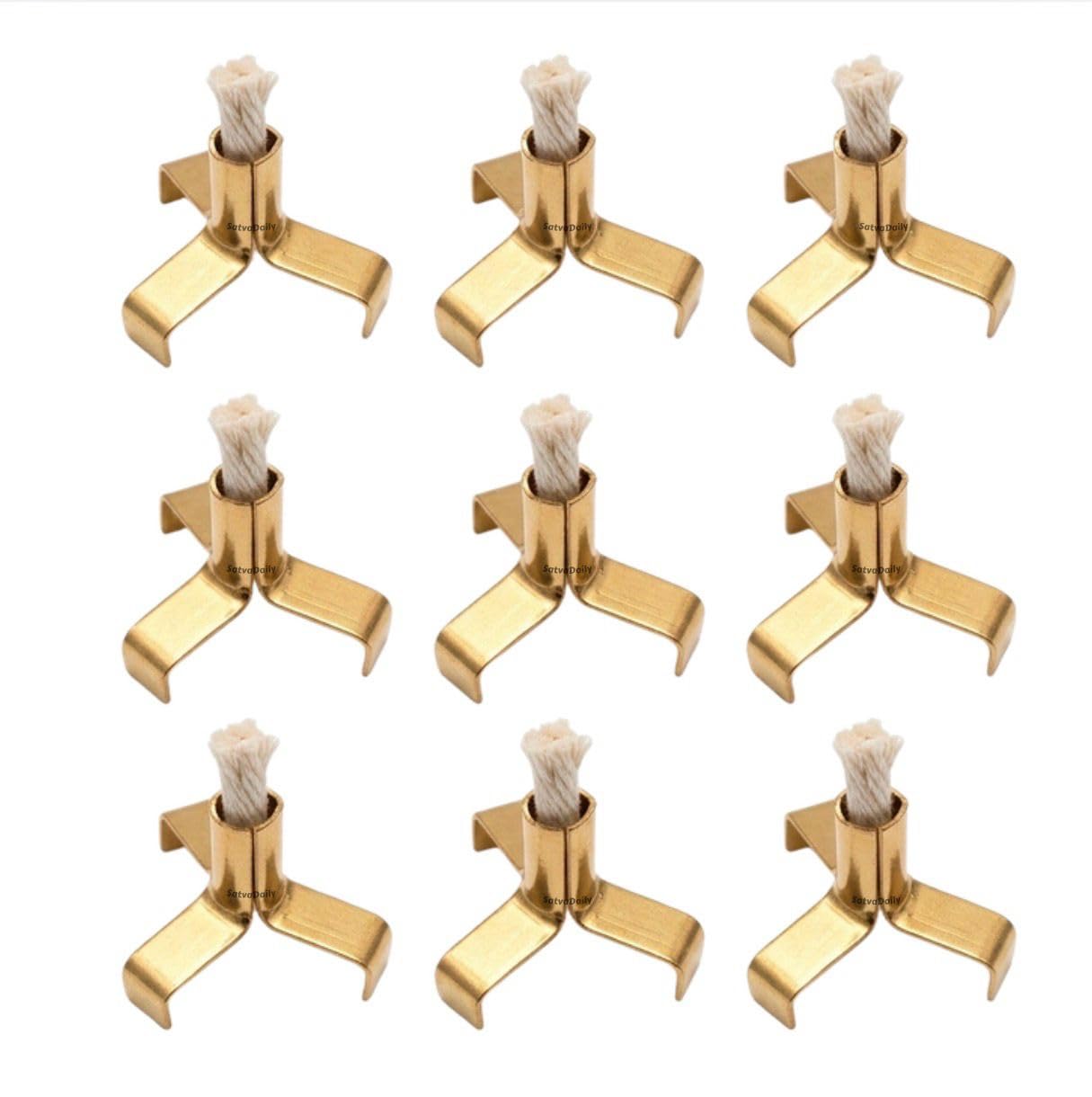Brass Wick Holder - Pack of 6, for Pooja Diya, Oil Lamp, Deepak Thiri Stand, Cotton Wick Holder Batti Stand, Vilakku Batti Thiri Holder NOMU, Kartika Deepam Bathi Stand for Cotton Batti-image-37