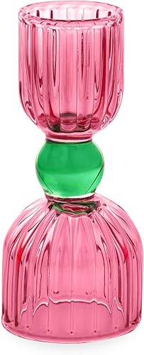 ban.do Jigger de medición de cóctel, vaso de chupito de doble jigger, taza medidora de tiro 1/2 y 1, herramienta de barra de vidrio rosa, Tipsy Turvy