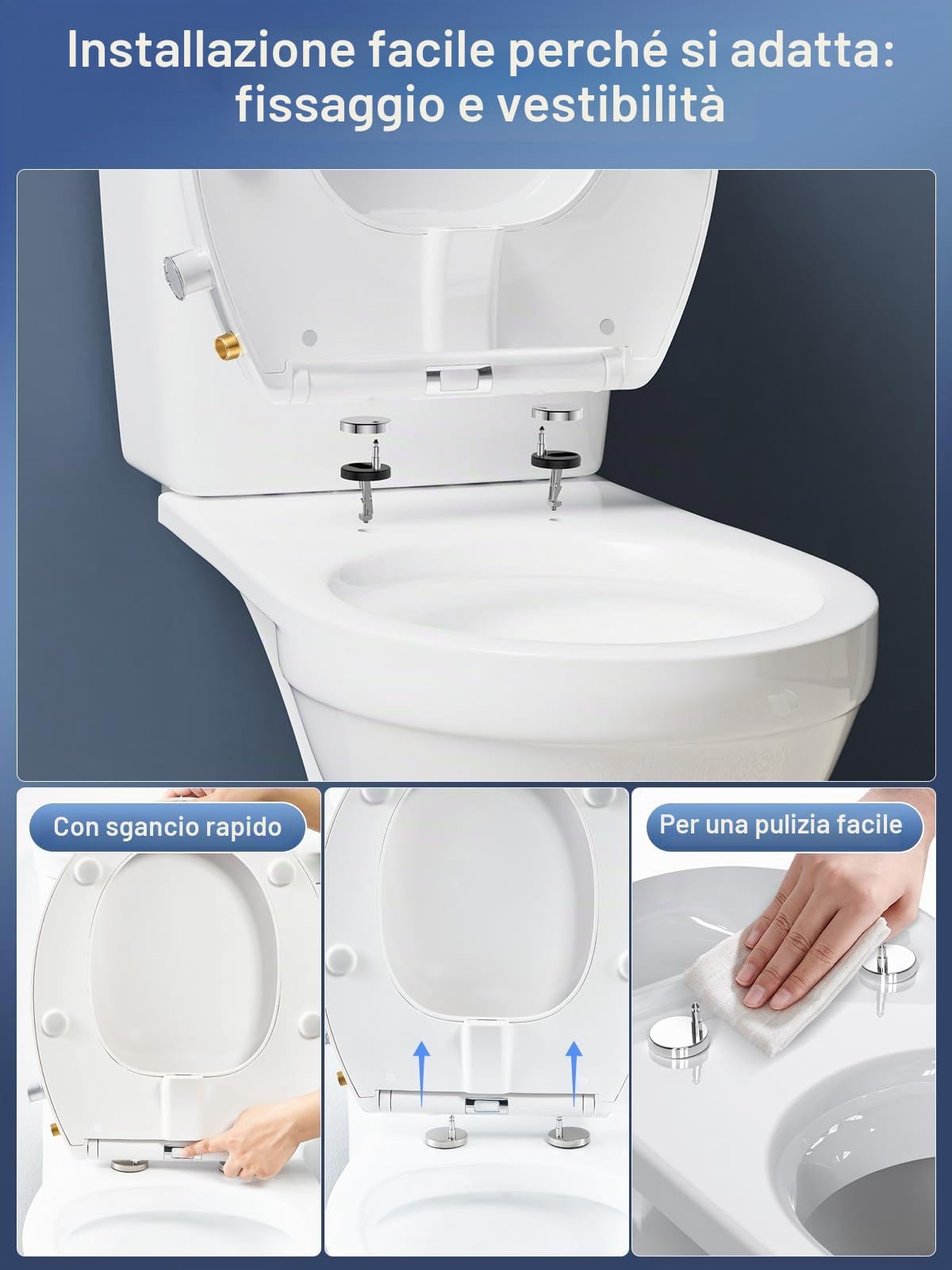YEAUPE PRO Tavoletta WC Forma O in Urea Non Elettrico con Bidet, Soft Close | Sedile WC con acqua regolabile, sgancio rapido, facile pulizia e installazione semplice, adatto per WC domestici forma O