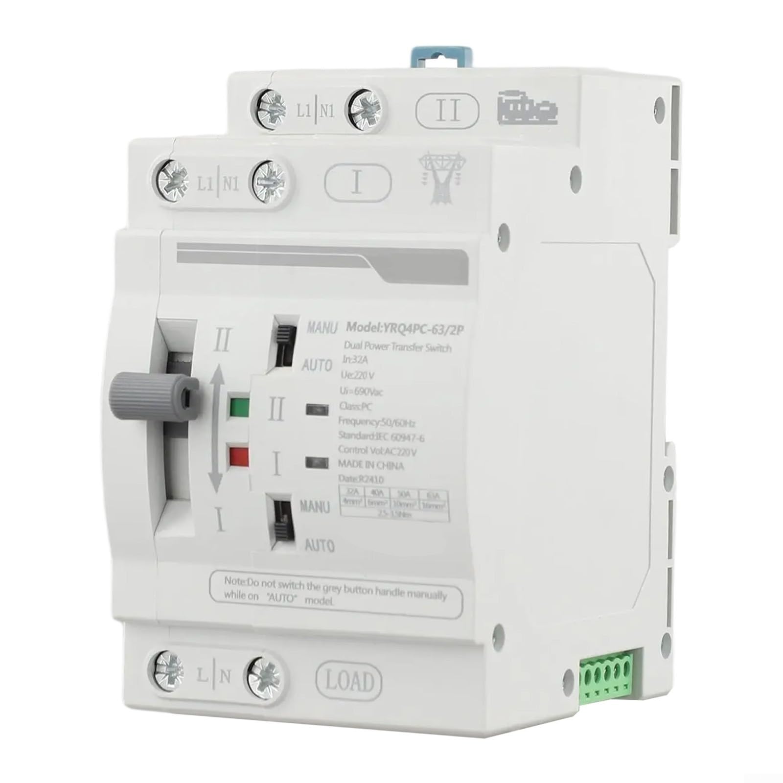 Automatischer Dual Power Für Ats Umschalter 220V, Netz Zu Generator Wechselstromschalter, PC Isolierung Für Wohnbereich(2P 32A)