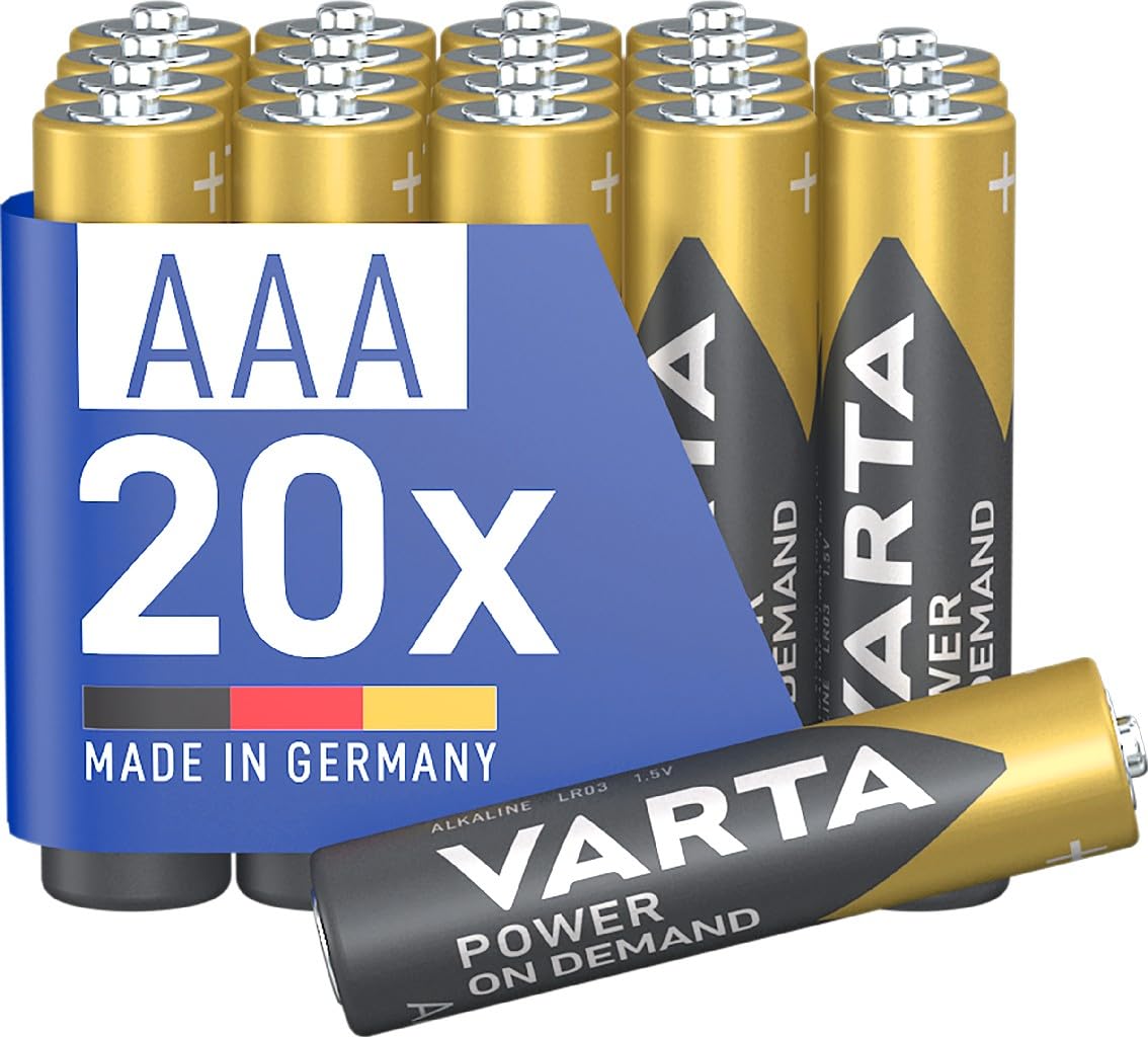 VARTA Pilas AAA, paquete de 20, Power on Demand, alcalinas, 1,5V, inteligentes, 