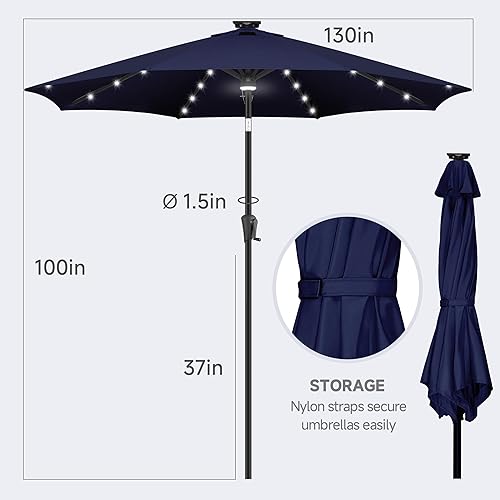 Miniatura 10 de FLAME&SHADE 11 ft Solar Powered Outdoor Market Patio Table Umbrella with LED Lights and Tilt