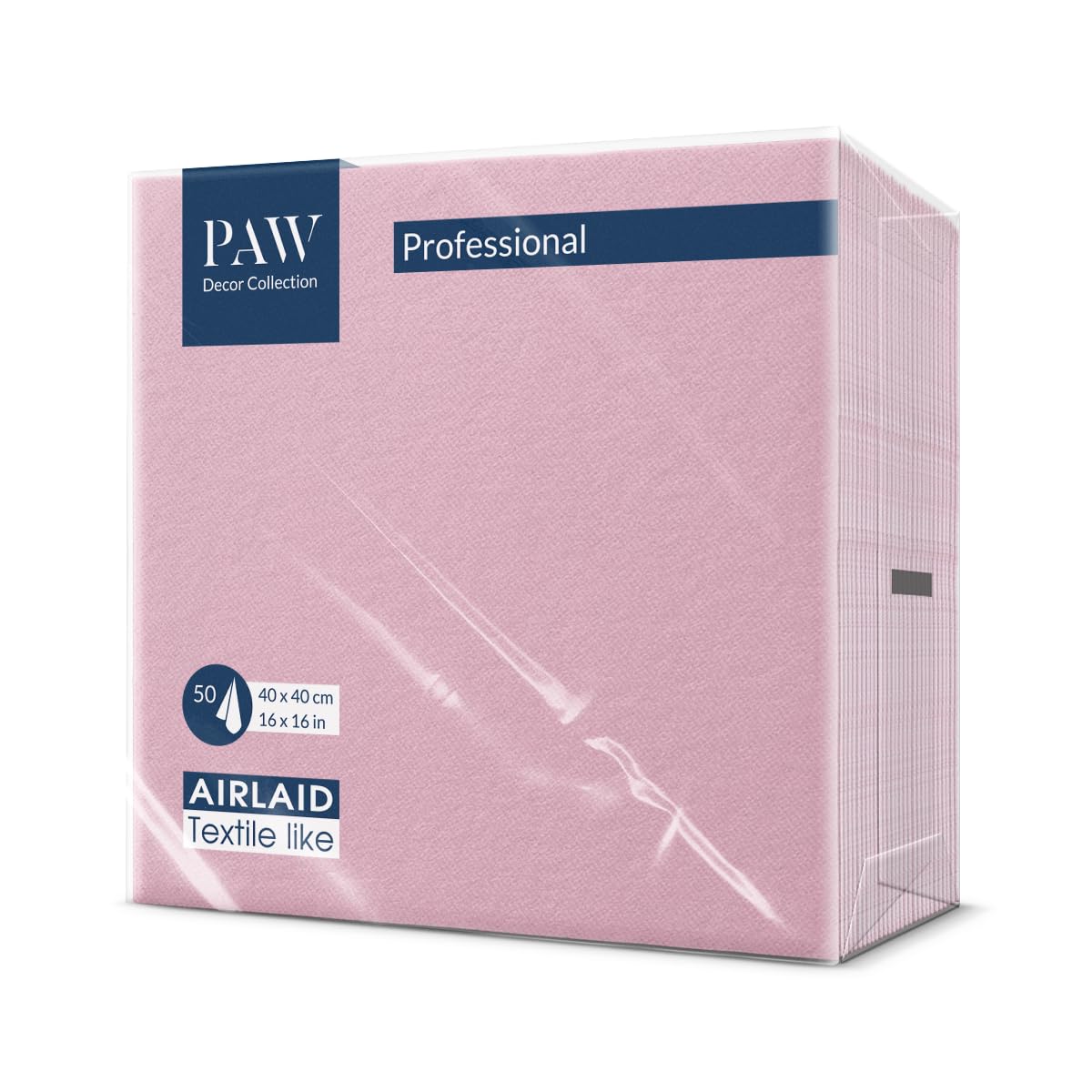 PAW - Napkins Made of airlaid - Fabric-Like (40 x 40 cm) I 50 Pieces I Ideal for Wedding, Baptism, Communion, Birthday I Fabric-Like Napkins - Single -Colored, Pink I Color: Monocolor (Light Pink)