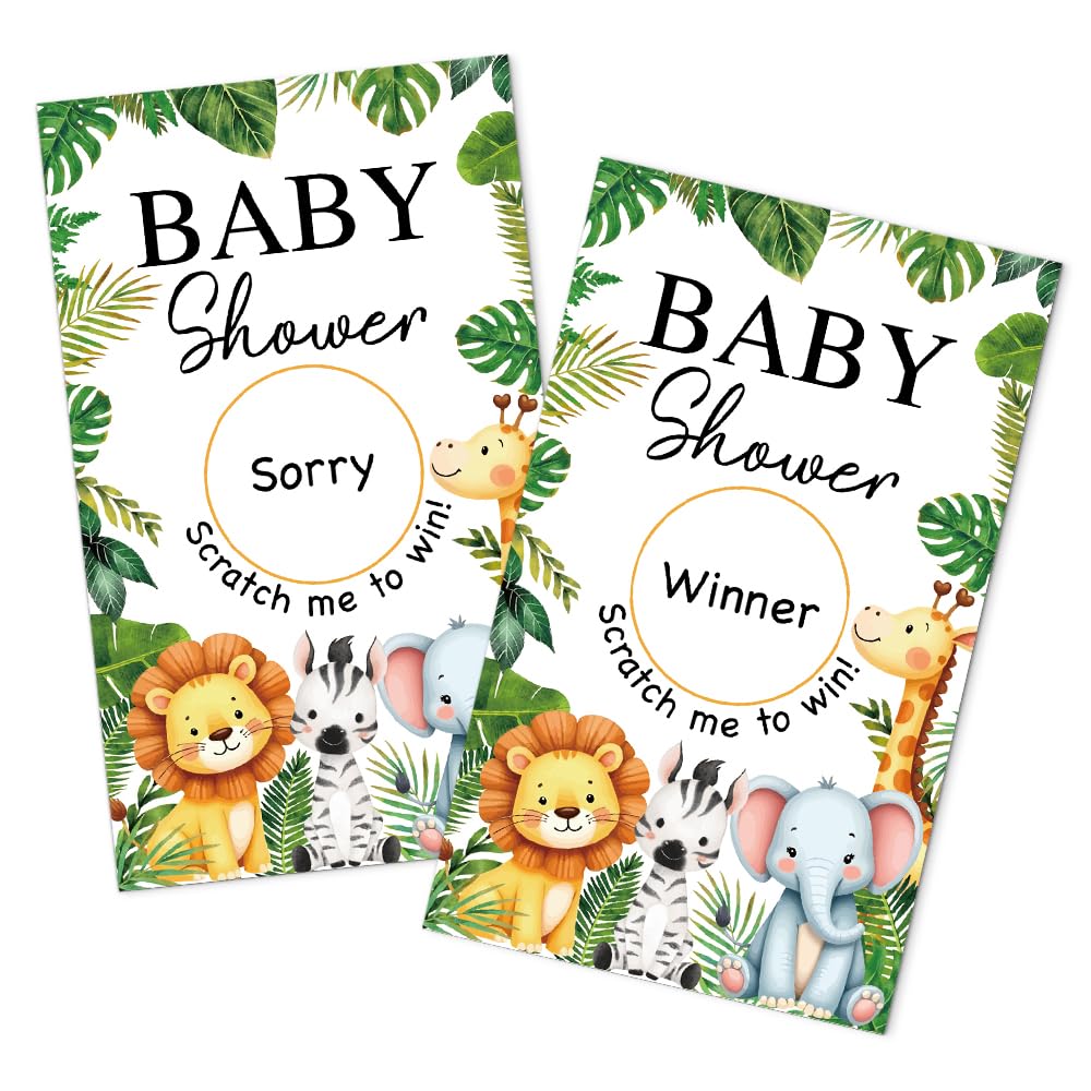 50 Stück Baby Shower Rubbelspiel, Waldtiere Thema Rubbelkarte für Geburtstagsfeier, Lotteriespiele, Gruppenspiele, Familienaktivität, Babyparty-Aktivität und Idee