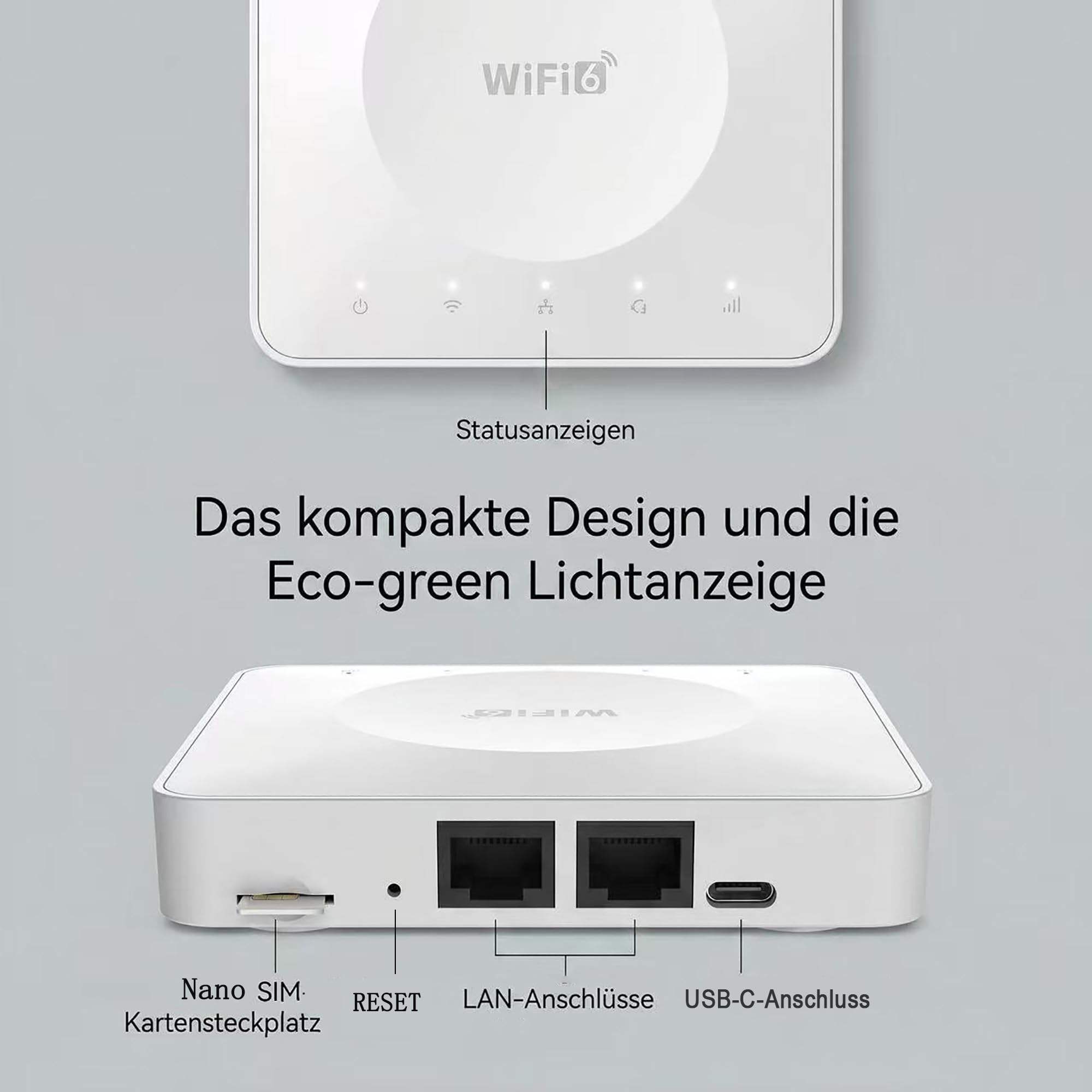 Tragbarer WiFi 6 4G Router Dualband Hotspot Unterstützt 32 Geräte USB‑C WPA3 EU-SIM kompatibel Integrierte Antennen für Homeoffice Camping