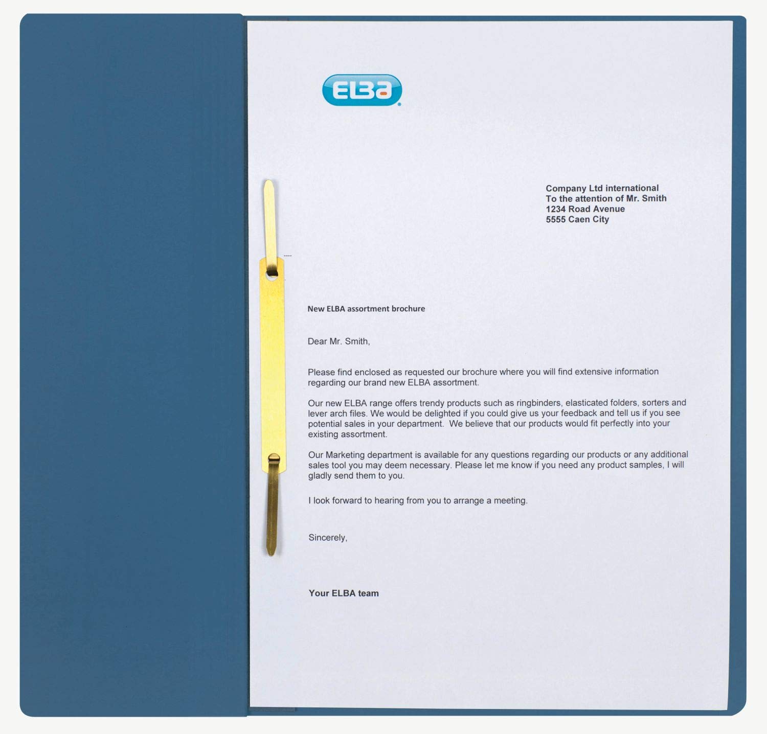 Elba Ösenhefter A4, 1/2 Vorderdeckel, Karton, kfm. Heftung, blau, 50 Stück