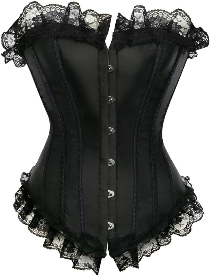Jutrisujo Corset Dress with Multi Layer Skirt Tulle 2 PCS Women Plus Size Vintage Costume Renissance Halloween