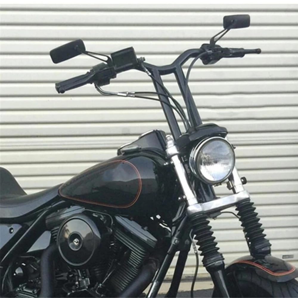 Części kierownicze motocykli Pasuje do Dyna pasuje do Road King Softail Retro kierownica motocykla 12 ''14'' Rise Pullback t-bary 1'' uchwyty(25mm Black 14inch)