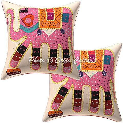 Stylo Culture Pink Elephant Cushion Covers Cover