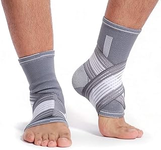 2 PCS Elbow /Ankle / Knee Support Brace, Breathable Neoprene Sleeve, Adjustable for Basketball Football Mountaineering Sports (Ankle Brace, L-XL)