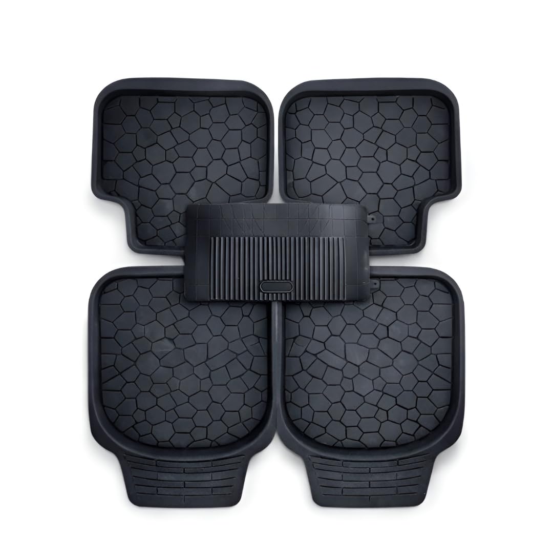 Premium 5 Pcs PVC Car Floor Mats Compatible with Etios Liva (2010 to 2020) Waterproof Tray Design, Anti Slip Car Foot Mats, All Weather Protection, Black 3G-image-17