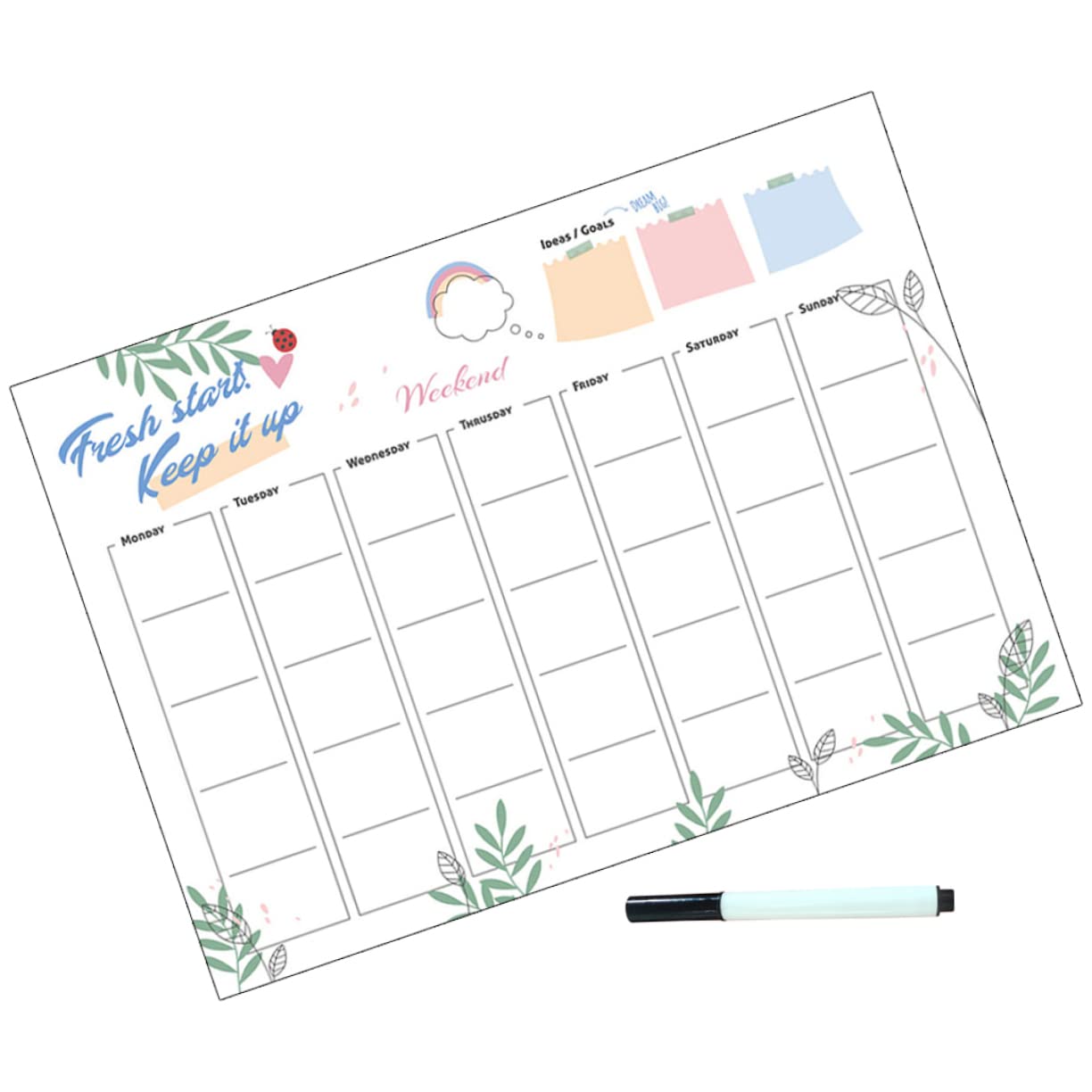 VILLCASE Calendario Magnetico Cancellabile A Secco Da 3 Pezzi Per Lavagna Bianca Da Parete Con Penna Versatile Per Scuola Ufficio E Cucina