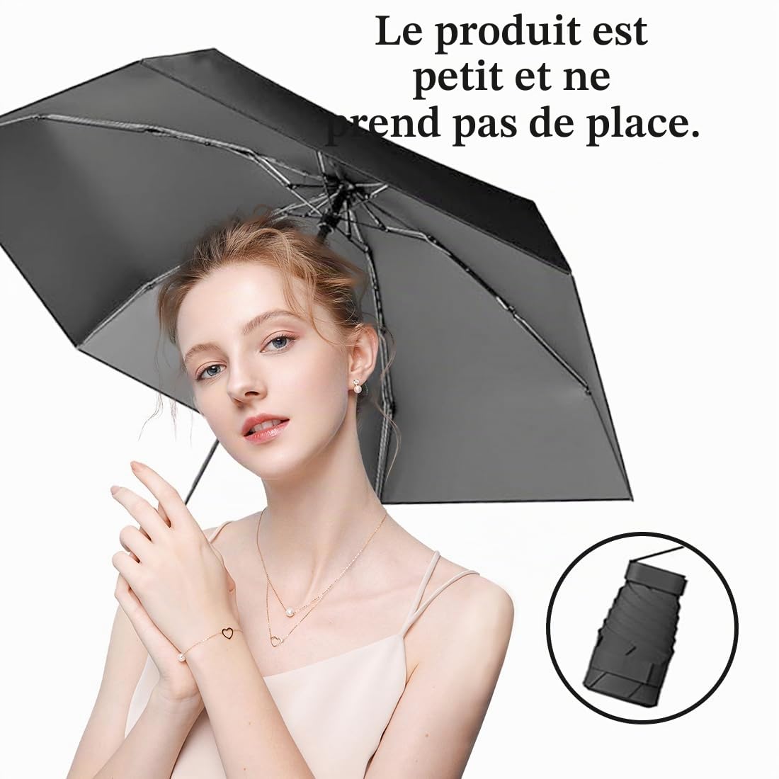 Parapluie de Voyage Compact et Léger–Mini Parapluie Pliant Résistant au Vent (Anti-UV)|Petit Parapluie Portable Compact pour Hommes et Femmes|Ultra Solide, Séchage Rapide&Écologique pour Sac à Main