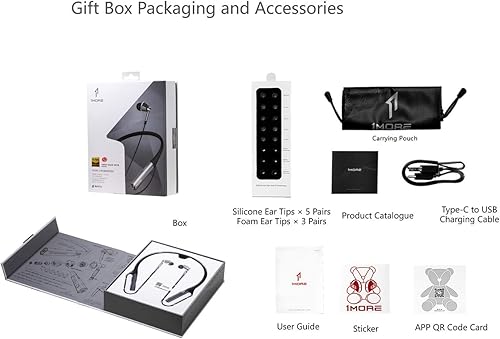 Miniatura 7 de 1MORE Auriculares inalámbricos de triple conductor Bluetooth con banda para el cuello con calidad de sonido inalámbrica LDAC de alta resolución,