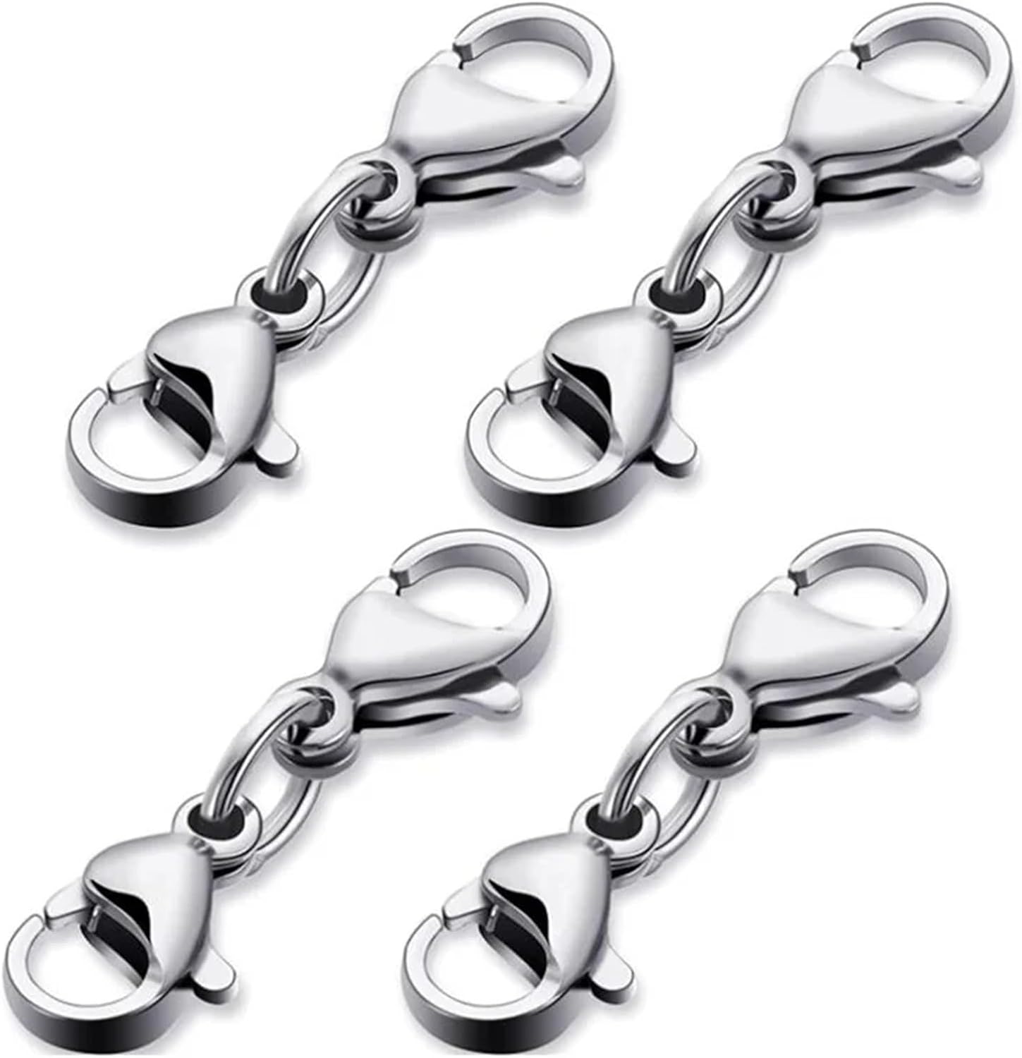 50pcs Stainless Steel Double Button Lobster Clasp Hooks for Jewelry Making Chain Connector